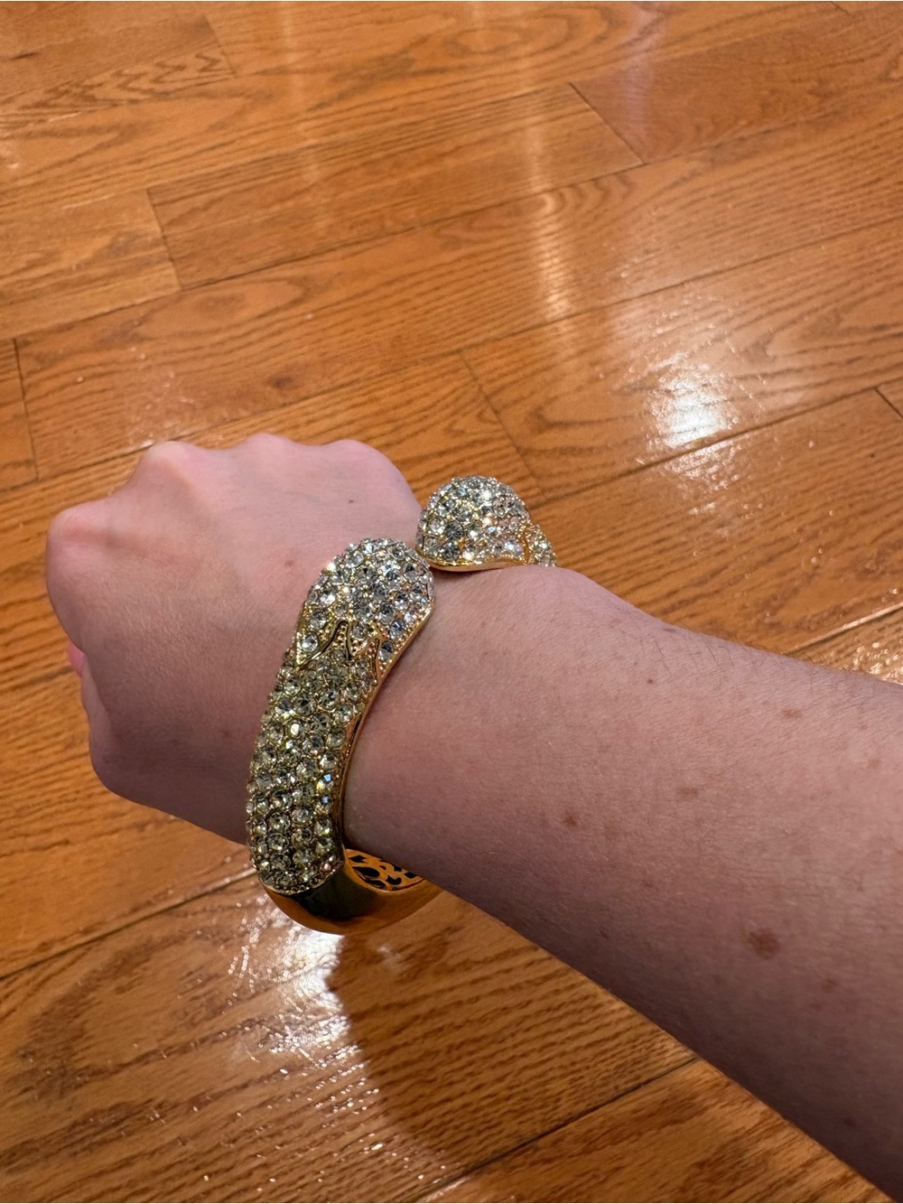 Joan Boyce Kissable Cuff Bracelet Gold Tone Pavé Crystal Statement Glam QVC